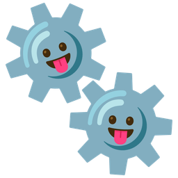 face with tongue and gear