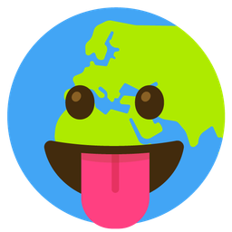 face with tongue and globe showing Europe-Africa