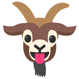 face with tongue and goat