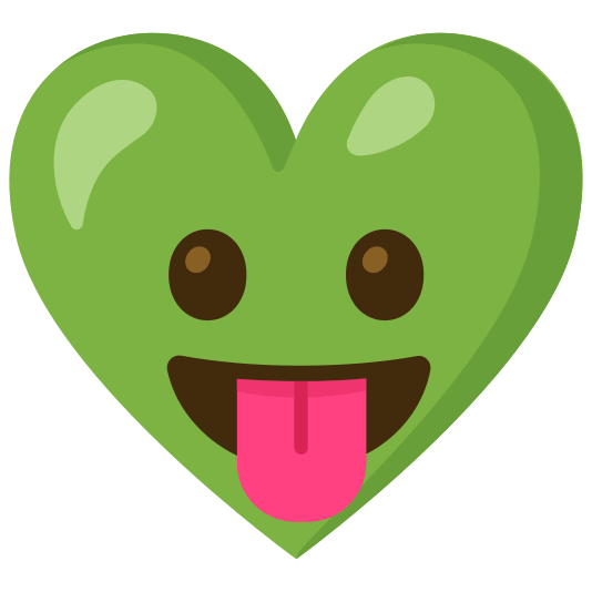 Face with tongue and Green heart