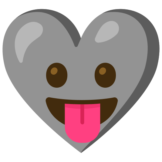 Face with tongue and Grey heart