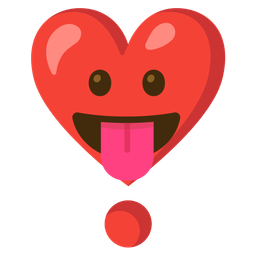 face with tongue and heart exclamation