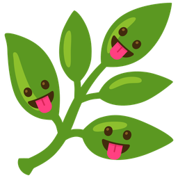 face with tongue and herb