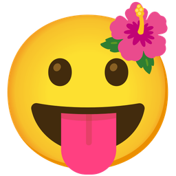 face with tongue and hibiscus