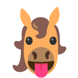 face with tongue and horse