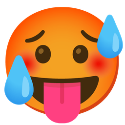 face with tongue and hot face