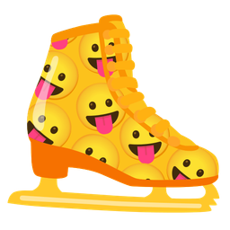 face with tongue and ice skate