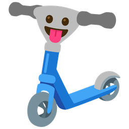 face with tongue and kick scooter