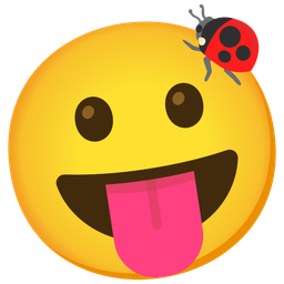 face with tongue and lady beetle