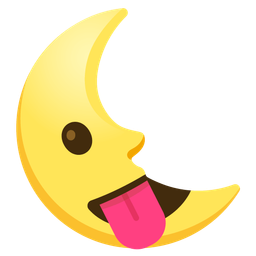 face with tongue and last quarter moon face