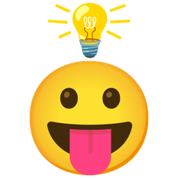 face with tongue and light bulb