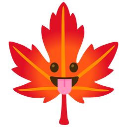 face with tongue and maple leaf