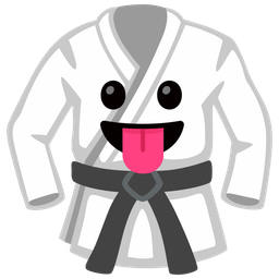 face with tongue and martial arts uniform