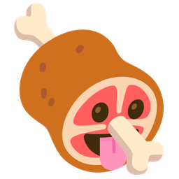 face with tongue and meat on bone