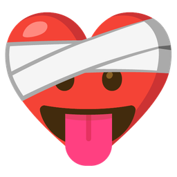 face with tongue and mending heart