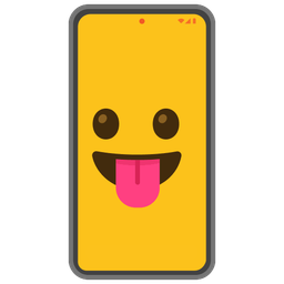 face with tongue and mobile phone