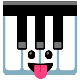 face with tongue and musical keyboard