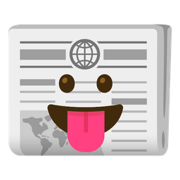 face with tongue and newspaper