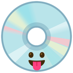 face with tongue and optical disk