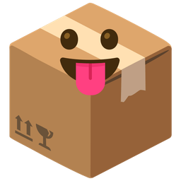 face with tongue and package
