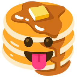 face with tongue and pancakes