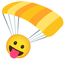 face with tongue and parachute