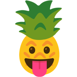 face with tongue and pineapple