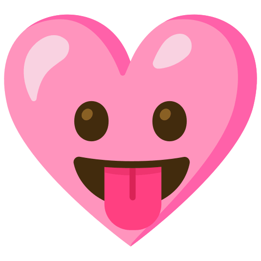 Face with tongue and Pink heart