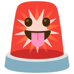 face with tongue and police car light