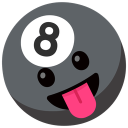 face with tongue and pool 8 ball