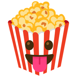 face with tongue and popcorn