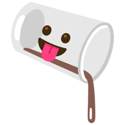 face with tongue and pouring liquid