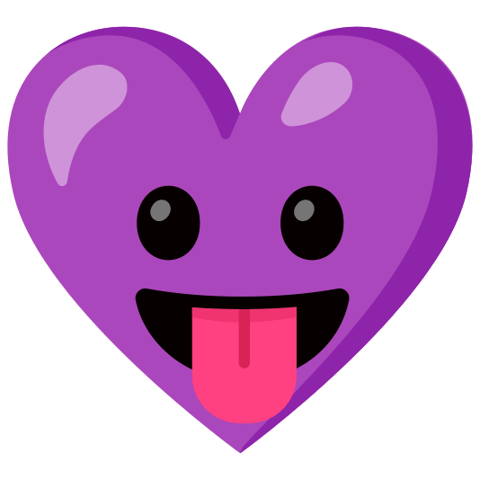 Face with tongue and Purple heart