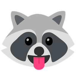 face with tongue and raccoon