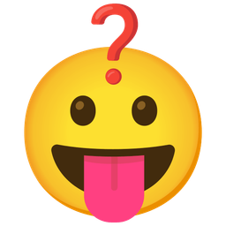 face with tongue and red question mark