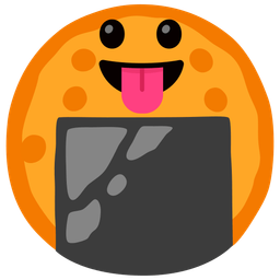 face with tongue and rice cracker