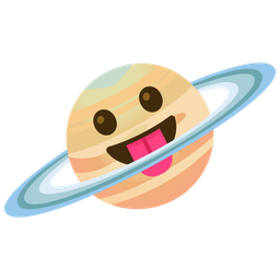 face with tongue and ringed planet