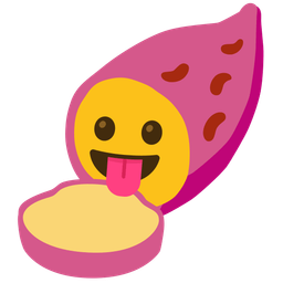 face with tongue and roasted sweet potato