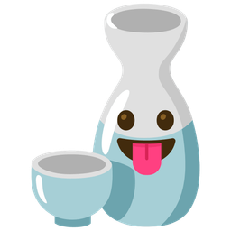 face with tongue and sake