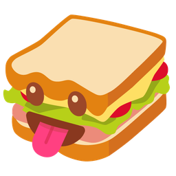 face with tongue and sandwich