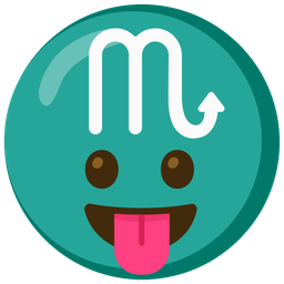 face with tongue and Scorpio