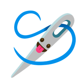 face with tongue and sewing needle