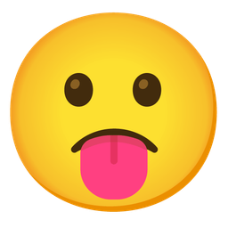 face with tongue and slightly frowning face