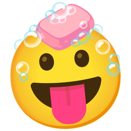 face with tongue and soap