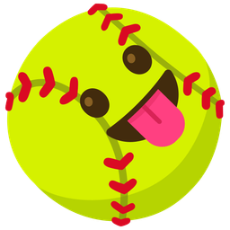 face with tongue and softball