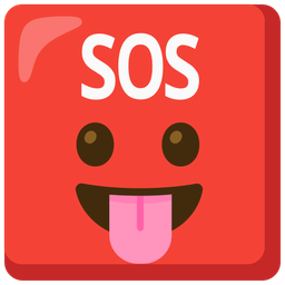 face with tongue and SOS button