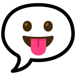 face with tongue and speech balloon