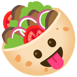 face with tongue and stuffed flatbread