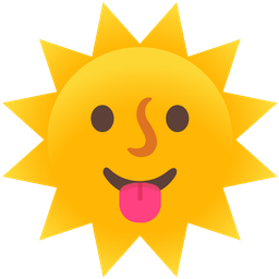 face with tongue and sun with face