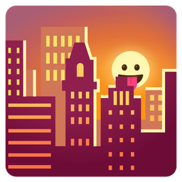 face with tongue and sunset